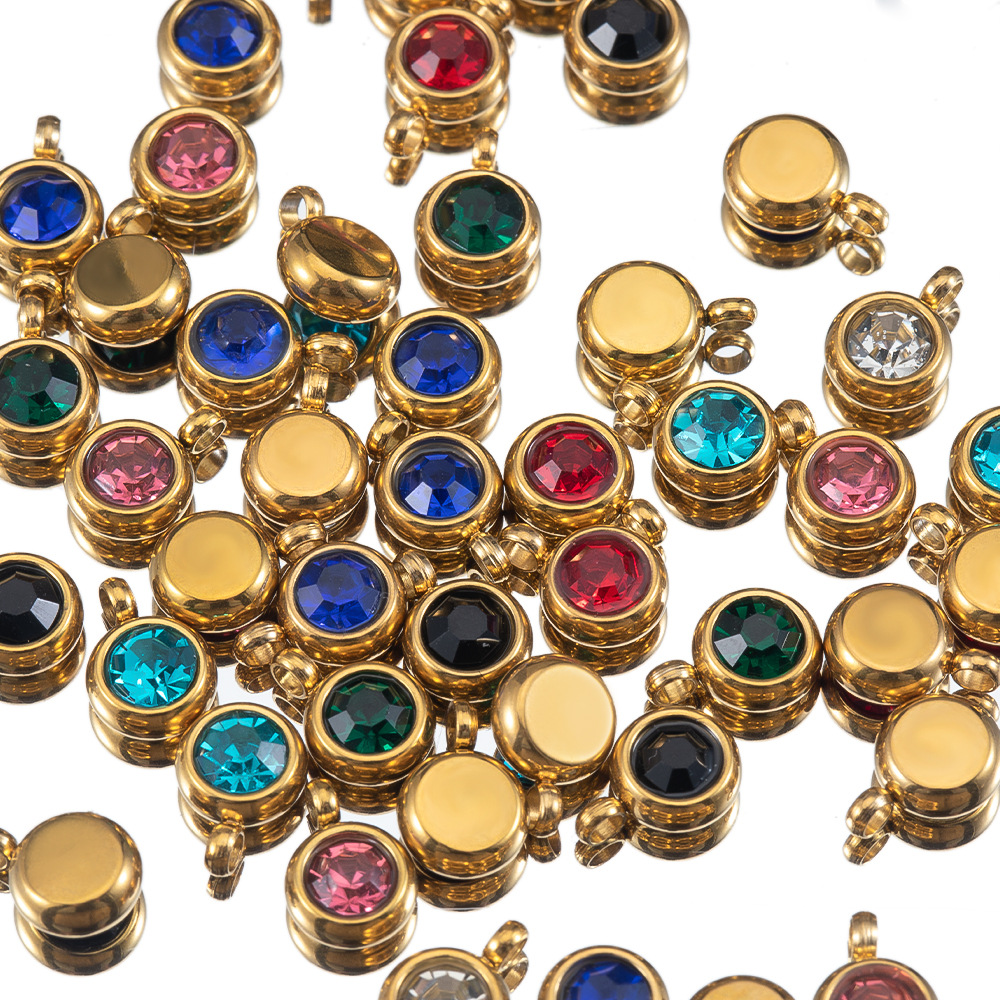 Plating Design 20 PCS/Package Diameter 6 Mm Plastic Resin Zircon Geometric Pendant