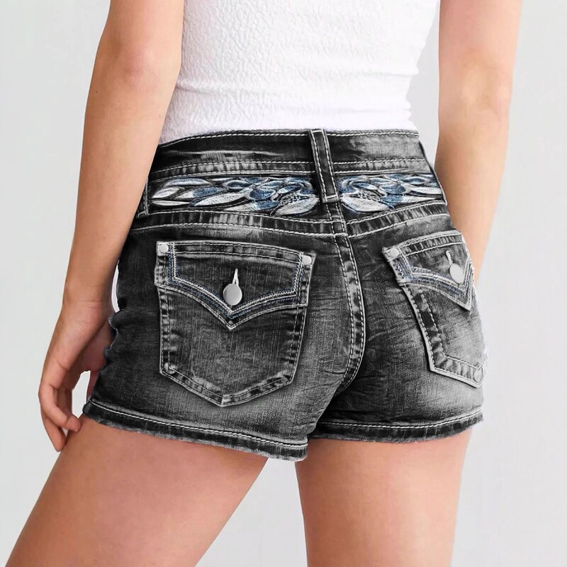 European and American Cross-Border Temu Summer New Women's Jeans Street-Style Embroidered Fashion Versatile Slim-Fit Denim Shorts for Women European and American Cross-Border Temu Summer New Women's Jeans Street-Style Embroidered Fashion Versatile Slim-Fit Denim Shorts for Women