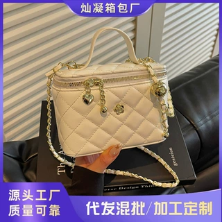 小香风菱格链条包包女款2026新款潮秋季高级感小众单肩斜挎盒子包