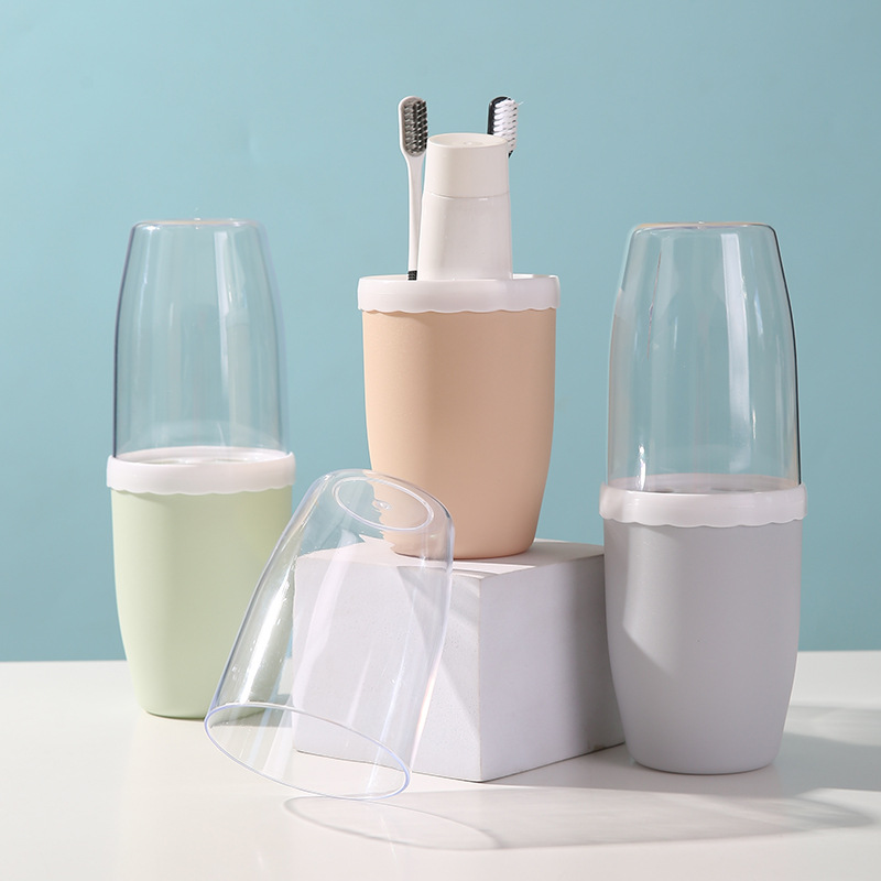 Einfacher Haushaltsbehälter Zahnpasta, tragbares Reiseset für Paare, Etui, Aufbewahrungsbecher für Zahnbürsten_voghion.com