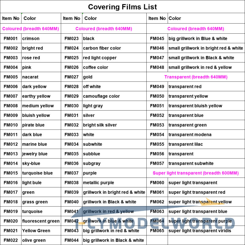 Covering Films color list7