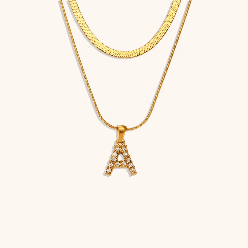 25g Weight 0.03µm-0.05µm Gold Plating Thickness PVD Coated Gold Plating Process PVD Coated Real Gold Plated Letter Stainless Steel Vintage Style Waterproof Non Tarnish Pendant Necklace