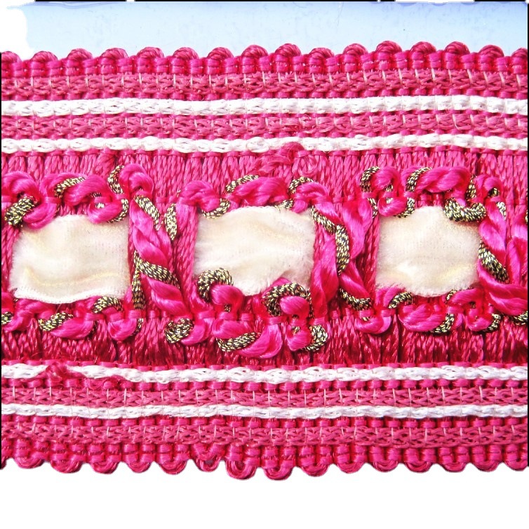厂家现货生产花边带  批发4.5CM粉色窗帘花边织带服装辅料