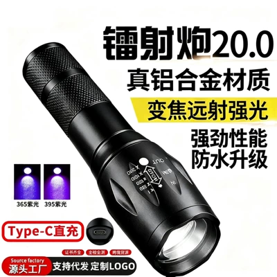 [Real Metal Material] Strong UV fənərlər - dual-light-365-purple-light-395-purple-light-metal-material-c-port-charging-data-cable-color-box