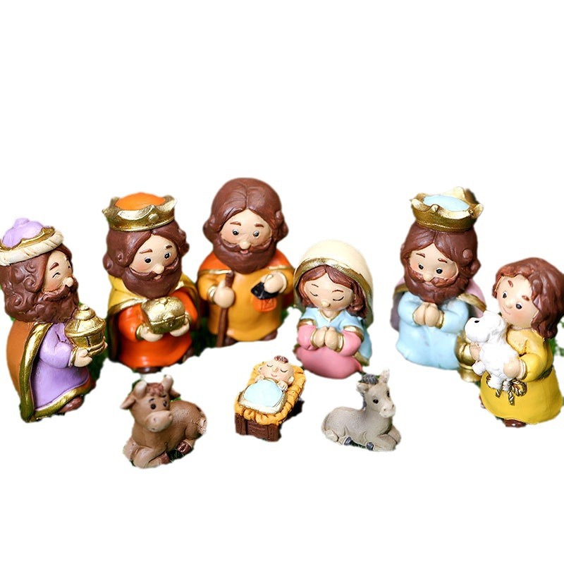 Transfronteriza Navidad regalo de vacaciones de dibujos animados nacimiento caballo canal grupo escena decoración personaje estatua decoración del hogar artesanía