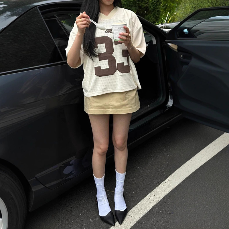 Y2K Jersey T-shirt Men's Women's American-style Letter Print Hip-hop Harajuku Trendy Couple's Street Coat