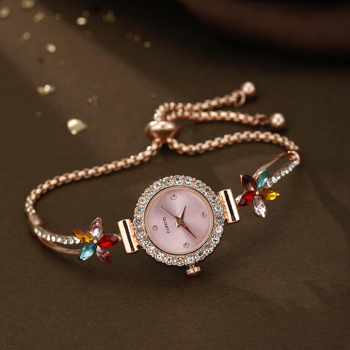 Flower Pattern Sweet Flower Buckle Quartz Watch Women's Watches