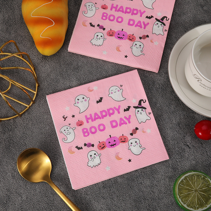Cartoon Halloween Style Customized Logo Napkin Party Holiday Special Paper Towel Household Small Bag Portable Napkin