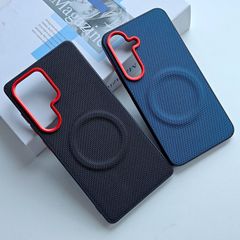 Samsung s25edge 携帯電話ケース s25ultra 磁気 s25+ 保護カバー s24 織りパターン s25 ケースに適しています。