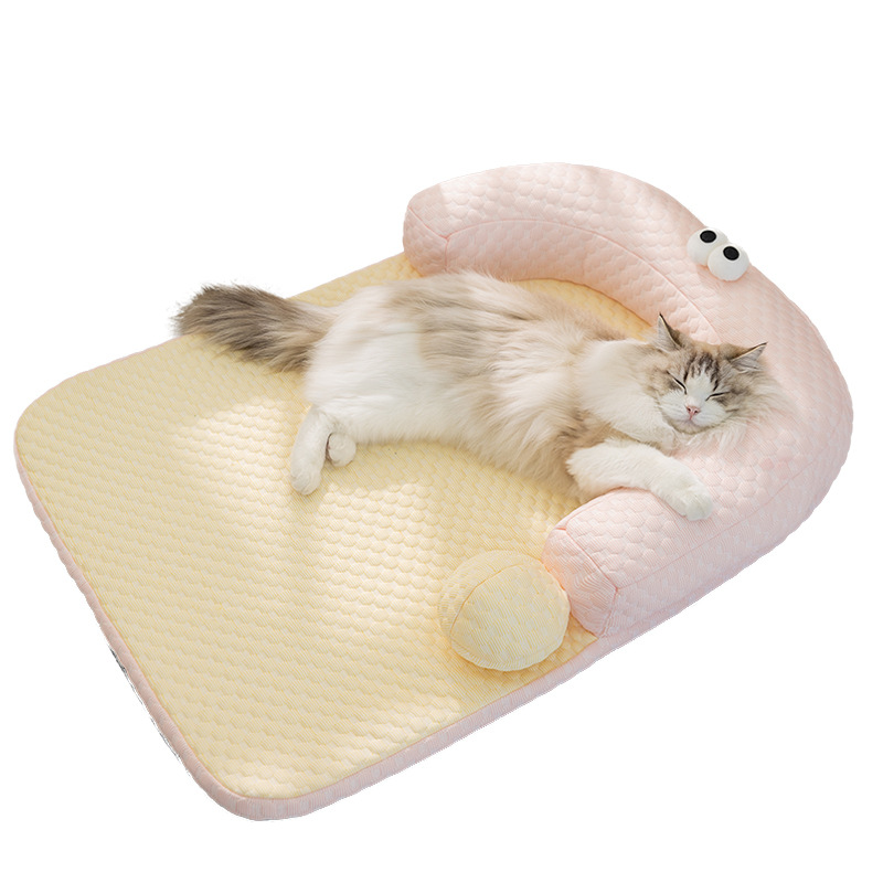 Gatos, primavera y verano, ojos grandes, cojín de signo de interrogación divertido, sofá de caseta para gatos de frijoles de hielo de verano, perrera, cojín para dormir para mascotas