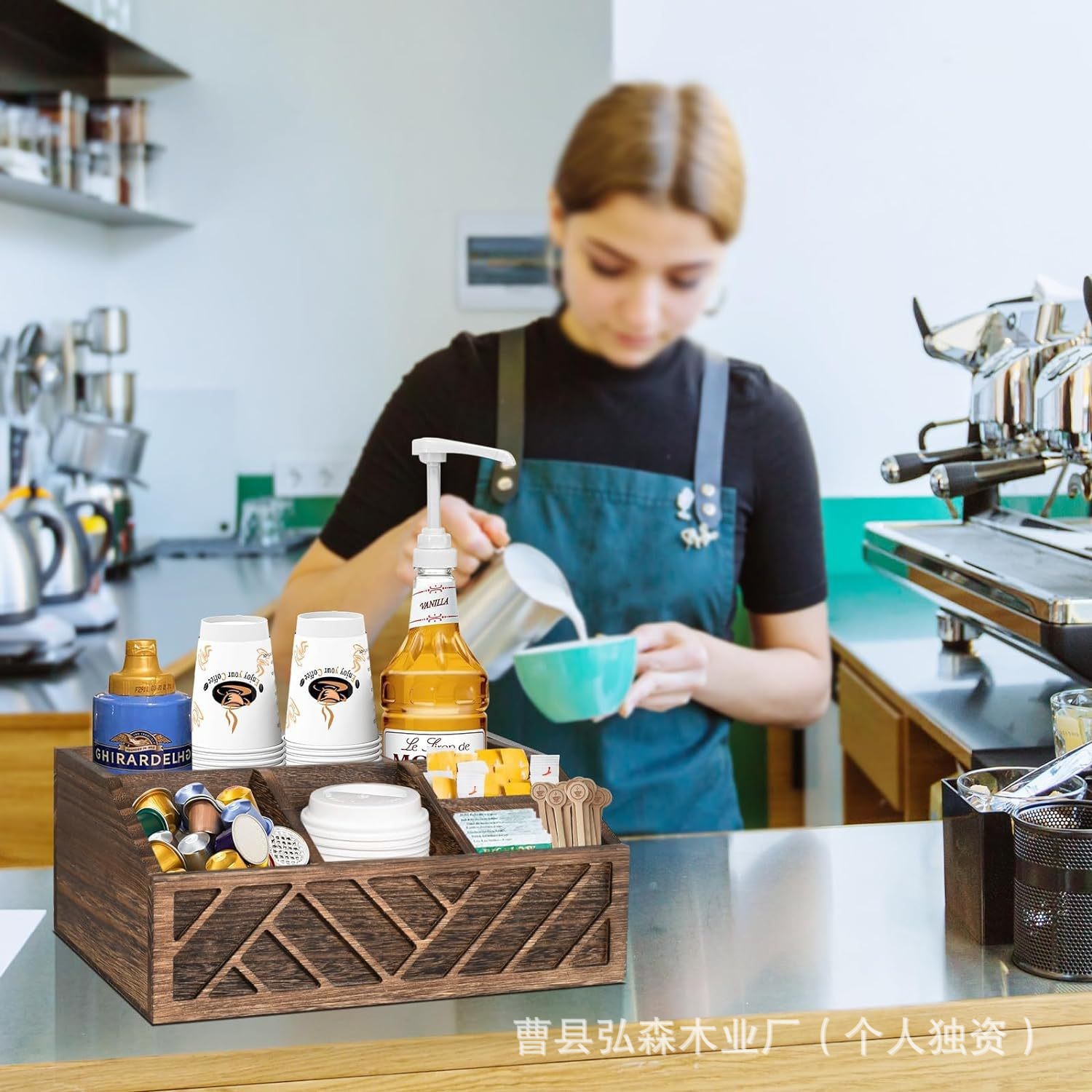 木质餐具盒厨房整理器分格式纸盘托架银器刀叉盛放器实木收纳盒