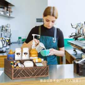 木质餐具盒分格式纸盘托架刀叉实木收纳盒抽屉分隔板置物架