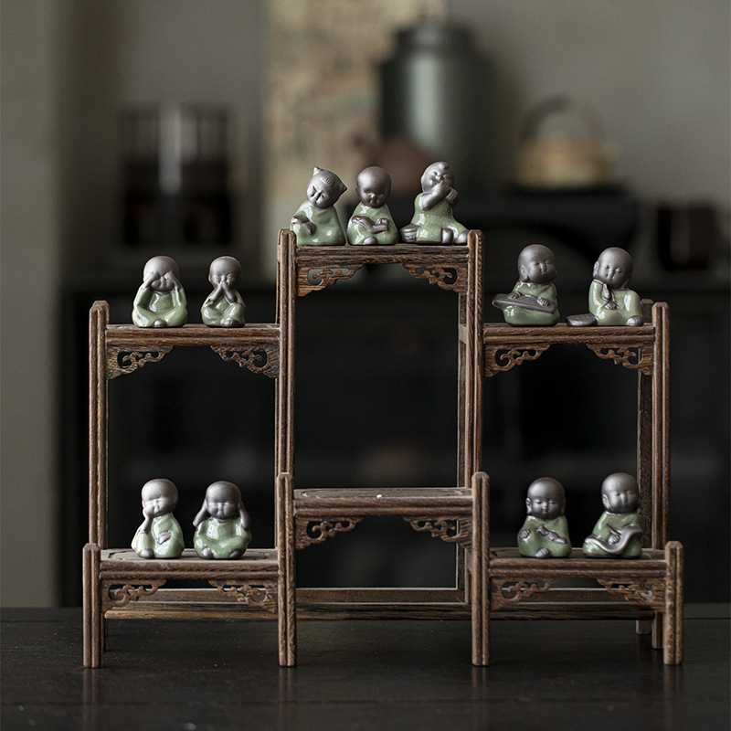 Moji Ge kilno arena púrpura pequeño monje té accesorios de cerámica zen decoración pequeña decoración del hogar
