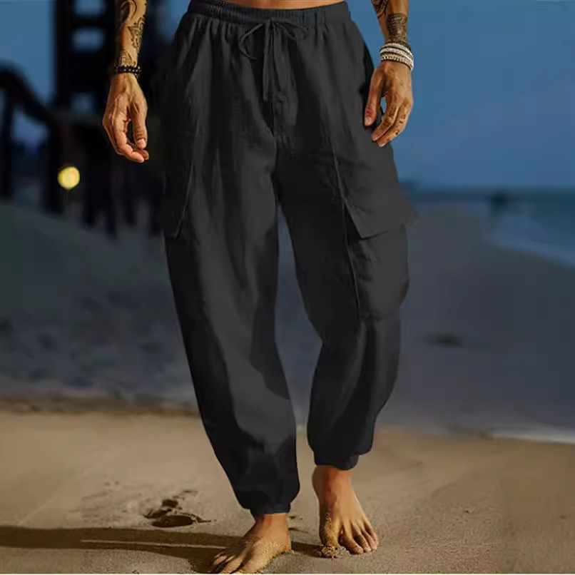 2024 autumn new wok jogging pants, long pants with dawsting, elastic waist, multiple pockets, flat, beathable_voghion.com