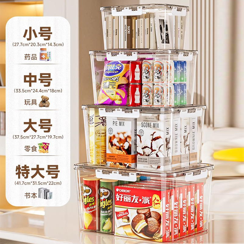透明手提收纳箱家用零食书本玩具化妆品亚克力储物箱大容量整理箱|undefined