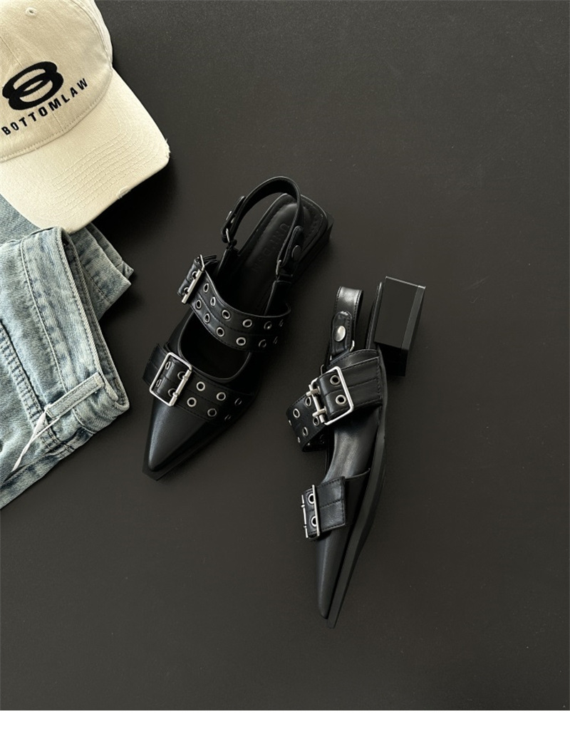 French style small fragrant pointed toe Mary Jane shoes retro medium thick heel single shoes for women 2024 spring and summer _voghion.com