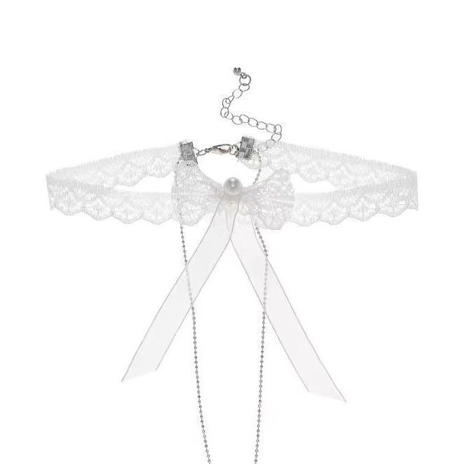 Collar de abstinencia de alto nivel, arco, collar de encaje blanco, cinturón de cuello, accesorios de cuello, collar