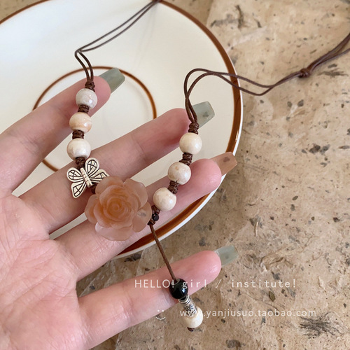 New Chinese style tassel necklace for women, new high-end antique style horse skirt accessories, rose flower clavicle chain