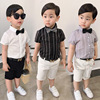 Children&#39;s short-sleeved shirt 2020 summer new pattern men and women Korean Edition stripe shirt CUHK Versatile Short sleeved