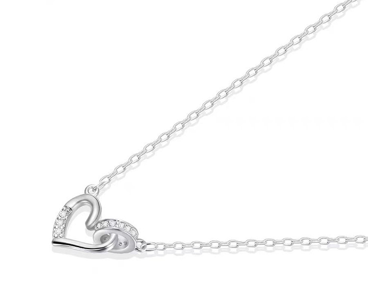 cable chain Chain Type 925 Sterling Silver Heart Shape Pendant Necklace