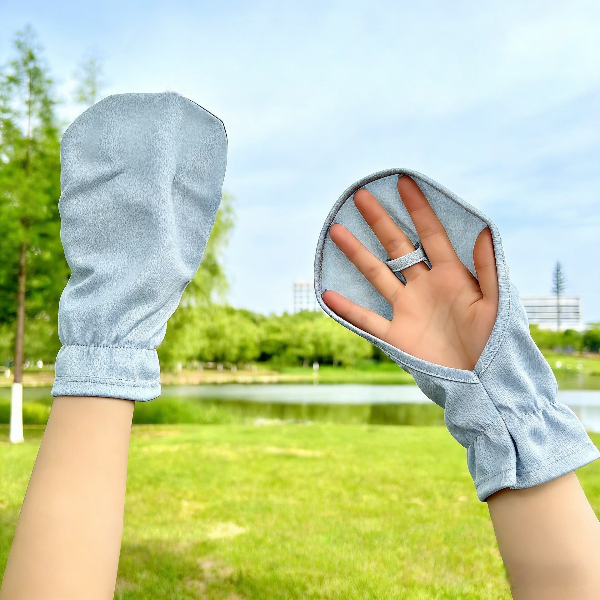 Guantes de protección solar para automóviles eléctricos de ciclismo con seda de hielo transpirable anti-UV conducir al aire libre protección solar delgada image 3