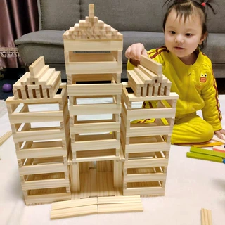 跨境多尺寸原木条积木木条卡普乐木头木片儿童幼儿园建筑构建材料