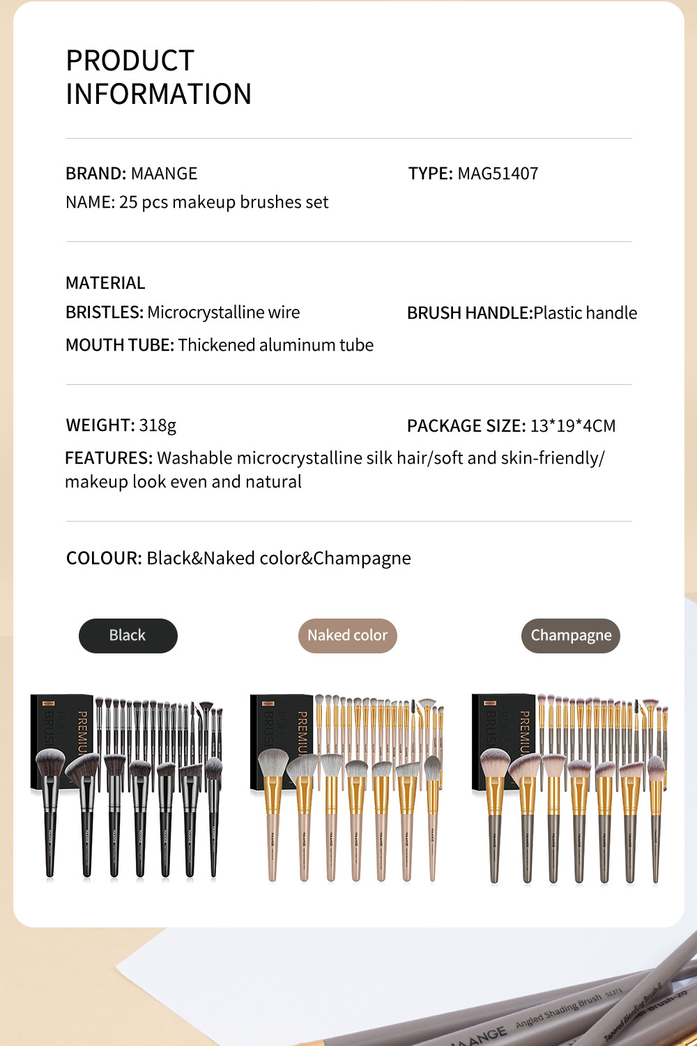 25 hochwertiges Set plus Box, Puder-Rouge-Lidschattenpinsel, professionelle Make-up-Werkzeuge_voghion.com