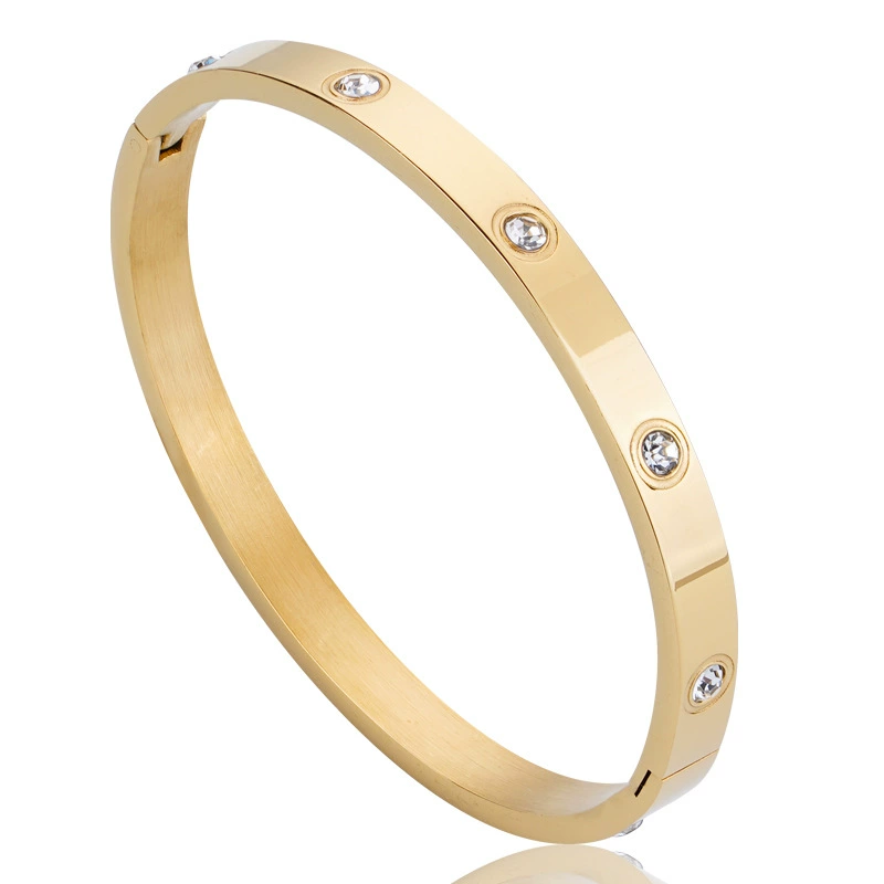 Ф fashion бриллиант-аксессуар изм stainless steel браслет, 4/6 мм, позолота 18K золото и розовое золото