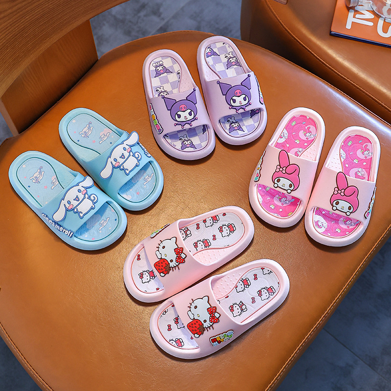 Children's Slippers Sanrio Sandals Indoor Home Non-Slip Girls Boys Slip-On Shoes Cartoon Kids Hello Kitty