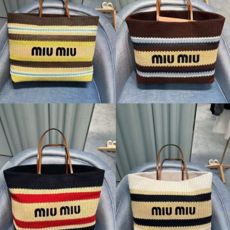 Miu New Colorful Woven Tote Bag for Women, Summer Large-Capacity Shoulder Bag, Beach Vacation Straw Bag, Versatile Miu New Colorful Woven Tote Bag for Women, Summer Large-Capacity Shoulder Bag, Beach Vacation Straw Bag, Versatile