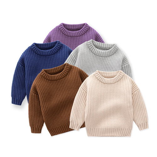 Baby sweater loose round neck pullover for girls and boys  autumn and winter baby sweater knitted sweater children's clothing