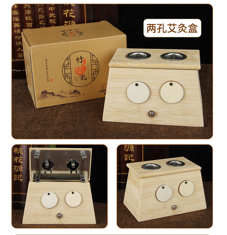 Bamboo Moxibustion Box 6 Hole Warming Moxa Device for Home Use in use