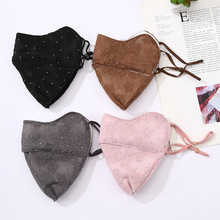 秋冬季保暖蕾丝加棉口罩女男加厚护眼角防寒透气户外骑行防风面罩