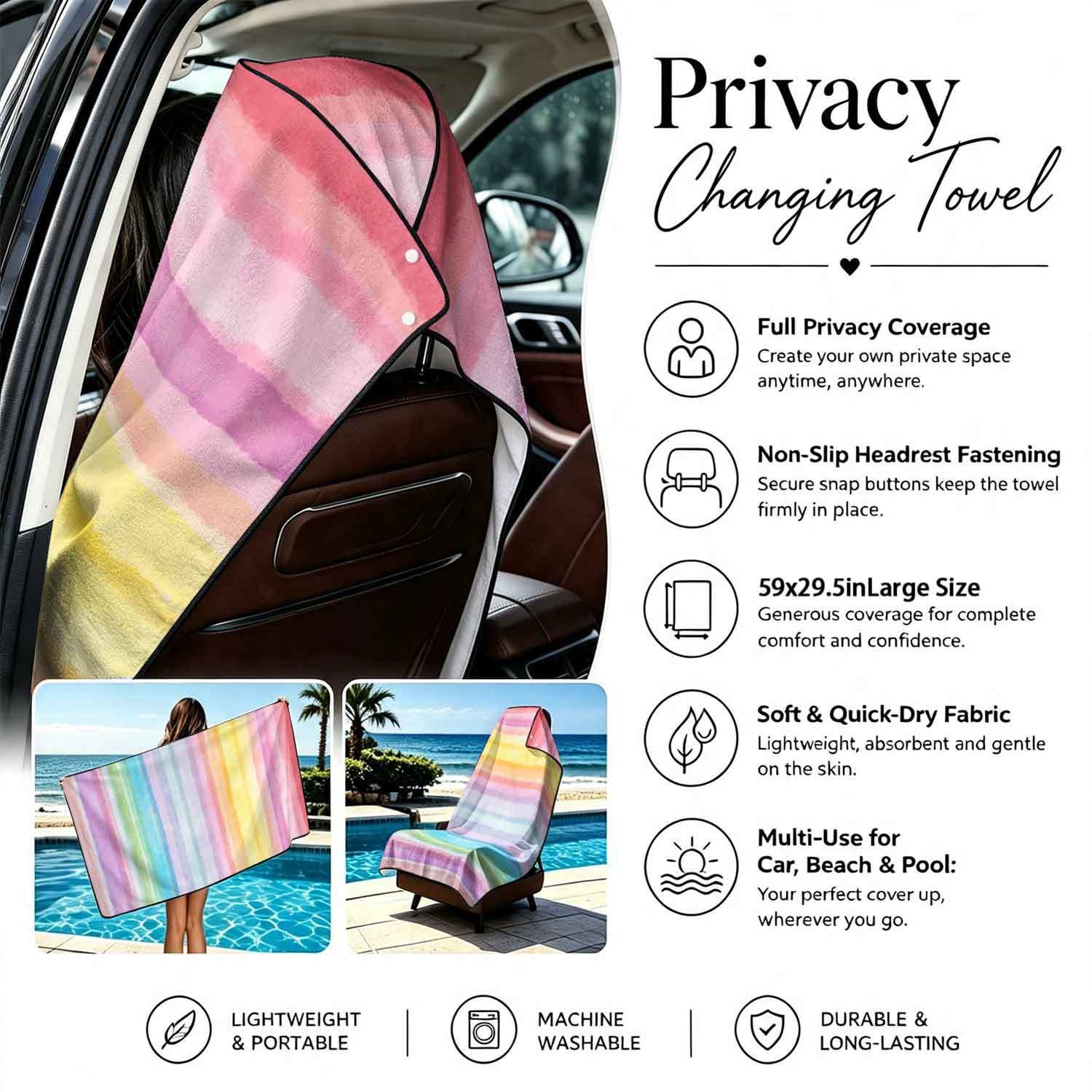 Geometric Bath Towel Car Seat Cover 2-in-1 Microfiber Outdoor Beach Car Dual-Use Universal Seat Cushion