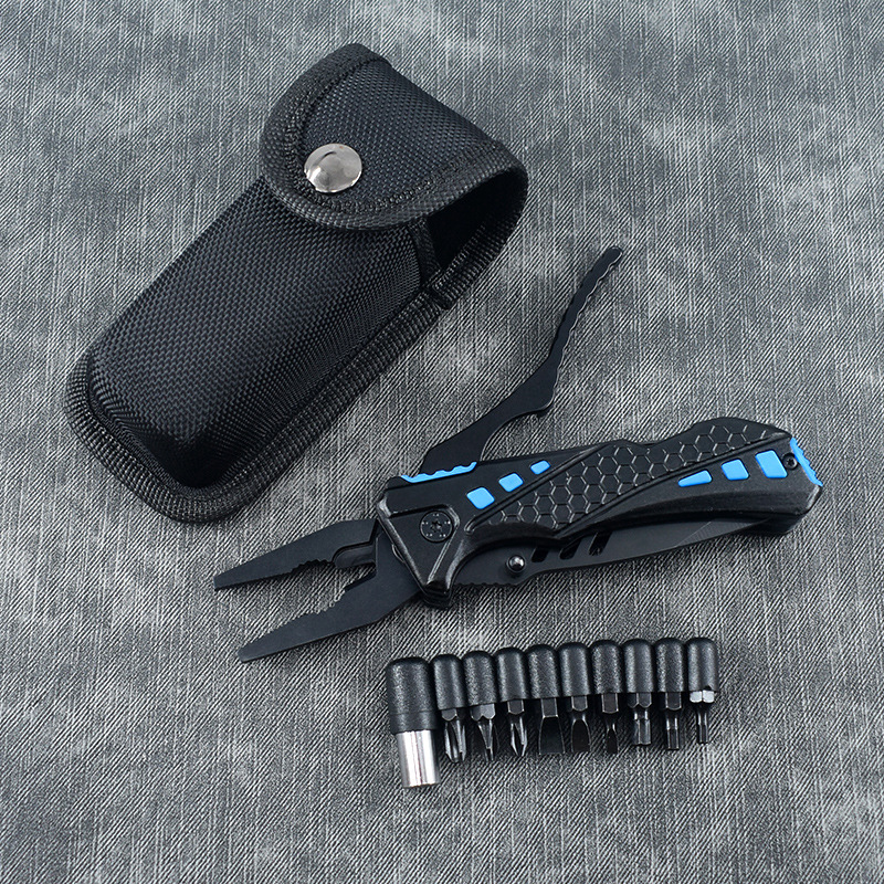 厂家供应多功能黑色刀钳 13合1折叠工具钳 户外单刀钳组合工具