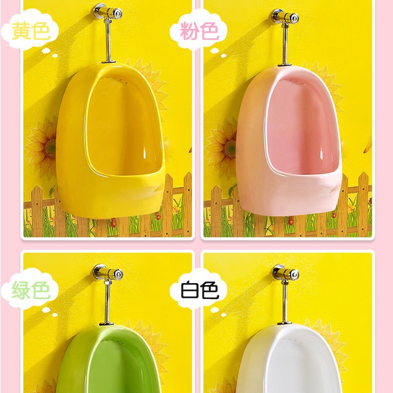 Inodoro de jardín de infantes orinal de cerámica de color para niños montado en la pared de piso-pared fila orinal colgante orinal para niños