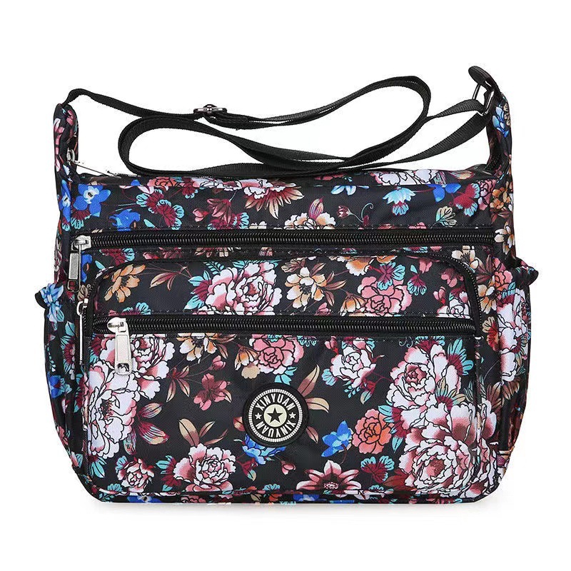 Bolsa de tela de flores bolsa de mensajero de las mujeres nueva bolsa de Madre de gran capacidad bolsa de hombro individual de mediana edad y ancianos bolsa de tela Oxford bolsa