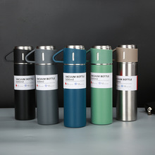 加工定制真空304不锈钢保温杯一杯三盖商务泡茶水杯套装伴手礼品