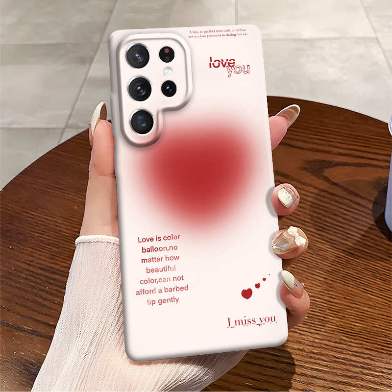 American-Style Sweet and Cool Gradient Heart-Shaped Galaxy S25 Niche Samsung 24 Ultra Simple Hard Case Super Stylish Protective Cover