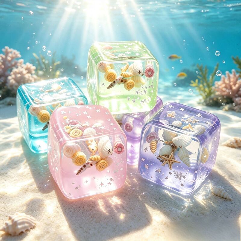Ocean shell ice cube squishy toy, transparent maltose stress-relief toy, slow-rebound novelty stress-relief toy Ocean shell ice cube squishy toy, transparent maltose stress-relief toy, slow-rebound novelty stress-relief toy