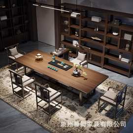 新中式茶桌椅组合全实木禅意办公室现代简约家用屏风茶桌功夫茶台