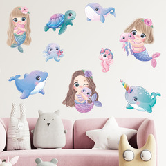 新款FX-C224 卡通可愛美人魚鯨魚烏龜海馬女孩臥室牆面裝飾牆貼紙