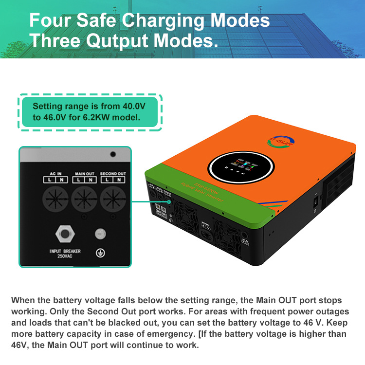 Unidad de almacenamiento de energía fotovoltaica de 6.2kW inverter de red mixta de Yuxiang