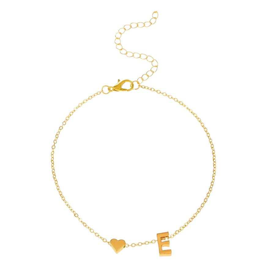 Europe and the United States cross-border new 26 English letter bracelet female personality temperament alloy heart-shaped letter bracelet bracelet