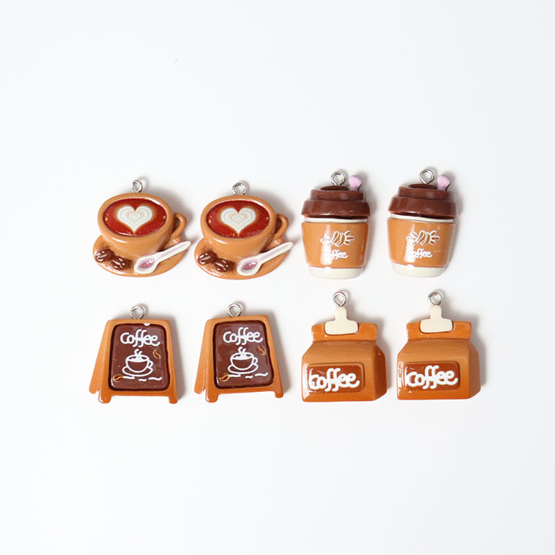 樹脂シミュレーション食品おもちゃコーヒーカップメニューホルダーバッグイヤリングキーホルダー diy 携帯電話チェーンジュエリーアクセサリー材料|undefined