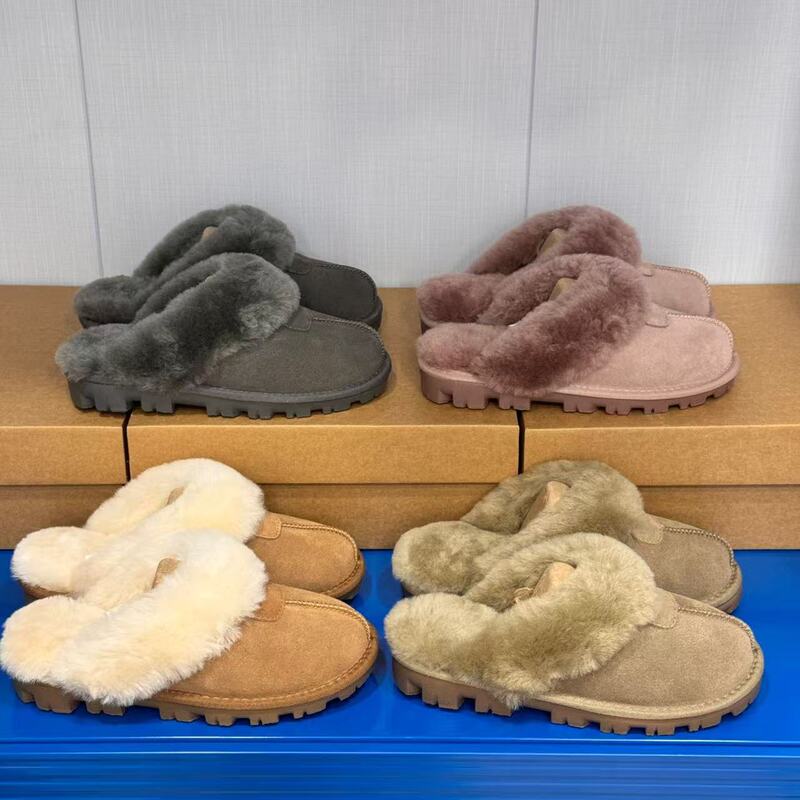 Sangpo new style wool men's closed-toe flat slippers, star-patterned, comfortable and cozy for home wear, slip-on wool slippers