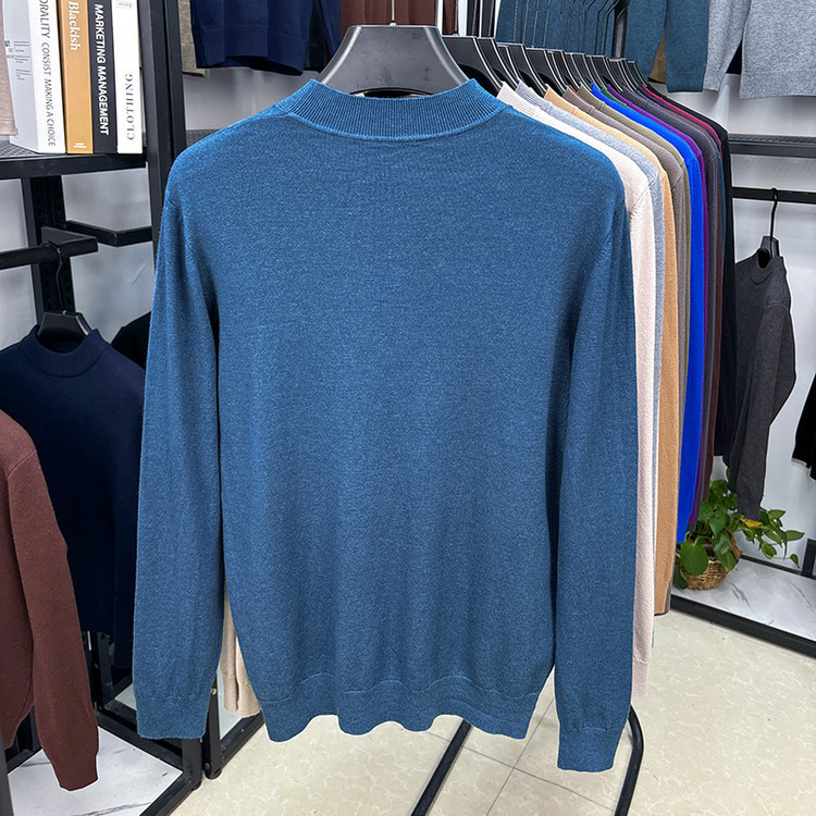 Middle-Aged and Young Men's Sweaters 2025 Autumn and Winter New Half Turtleneck Bottoming Sweater Men's Clothing