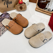 新款秋冬儿童鞋子女童防滑复古勃肯鞋加绒保暖男童软底棉拖鞋外贸