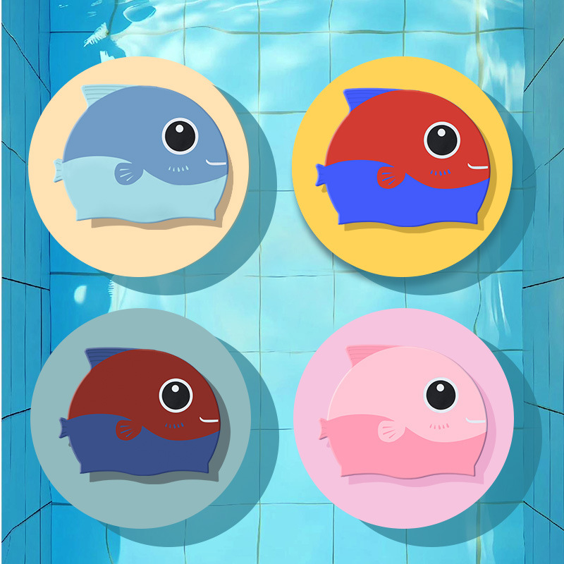 Sombreros de baño para niños impermeables para niños no estrangular lindos sombreros impermeables de silicona de dibujos animados sombreros de baño para bebés protectores de oído profesionales