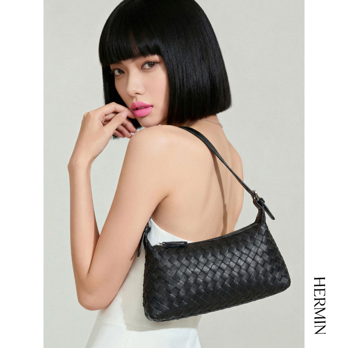 Hermin Handwoven Bag Tote Bag Underarm Bag Women's Versatile Crossbody Shoulder Bag Guangzhou Bag 60045